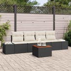 vidaXL Tuinbank Set met kussen 5 pcs Zwart poly rattan, Verzenden, Nieuw