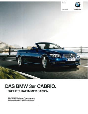 2012 BMW 3 SERIE CABRIOLET BROCHURE DUITS, Nieuw