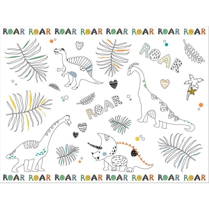 Dino Placemats Kleurplaat Roars 6st, Hobby en Vrije tijd, Feestartikelen, Nieuw, Verzenden