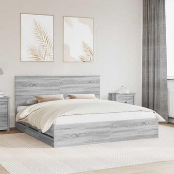 vidaXL Bedframe met lade Grijs Sonoma 180 x 200 cm, Huis en Inrichting, Slaapkamer | Bedden, Verzenden, Nieuw