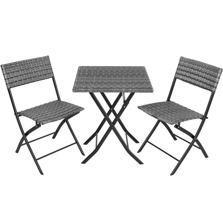 tectake Wicker balkonset Trevi - grijs, Tuin en Terras, Tuinsets en Loungesets, Verzenden