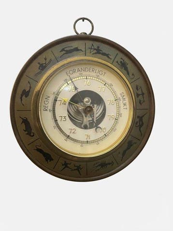 Aneroid barometer (2) - Hout, Messing, Glas - Zodiacs Deense
