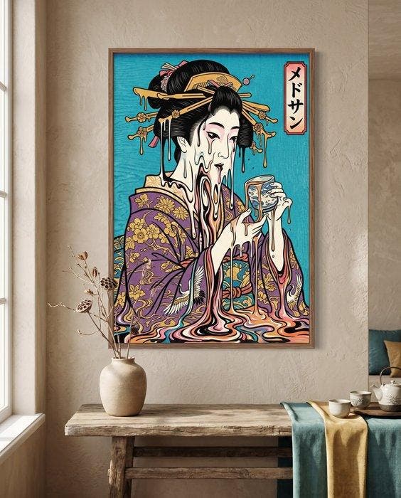 MEDSAN - Melting Geisha () - Hand Signed, Antiek en Kunst, Kunst | Designobjecten