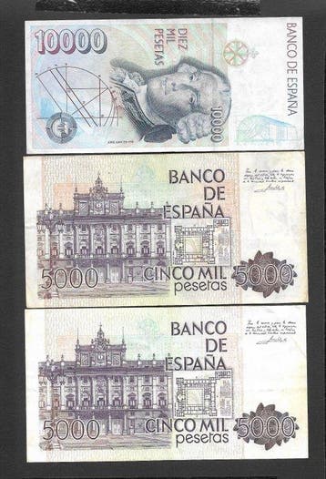 Spanje. - 3 Banknotes - various dates (Zonder minimumprijs)
