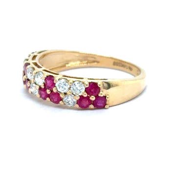 Bague - 14 carats Or jaune - 1.08ct. tw. Rubis - Diamant, Nieuw