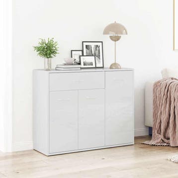 vidaXL Dressoir 88x30x70 cm bewerkt hout hoogglans wit, Huis en Inrichting, Verzenden, Nieuw