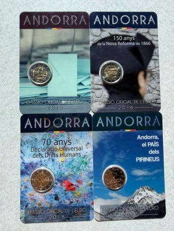 Andorre. 2 Euro 2015/2022 (7 coincards) (Sans prix de