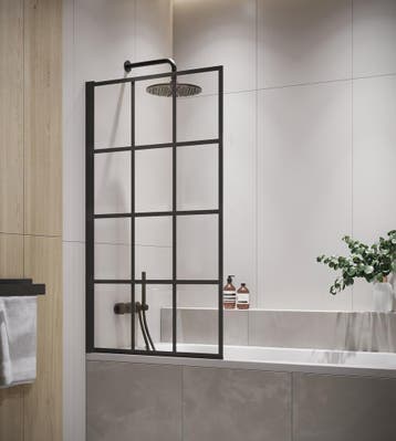 Badwand Riad 80 x 140 cm Zwart Badscherm Draaibaar 5 mm, Verzenden