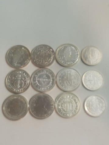 Koninkrijk Spanje. Lote 12 monedas bañadas en plata pura