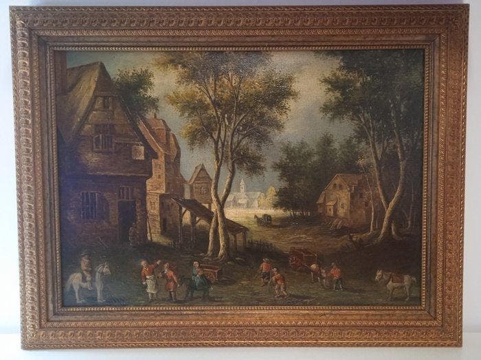 Scuola fiamminga (XVIII-XIX) - Fuga in Egitto, Antiquités & Art, Art | Peinture | Classique