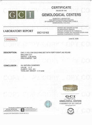 Zonder minimumprijs - Ring - 14 karaat Geel goud - 3.13ct., Nieuw