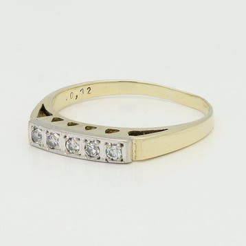 Ring - 14 karaat Geel goud, Witgoud Diamant (Natuurlijk)