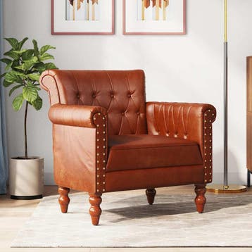 Fauteuil geitenleer -60% Retour deal! Weg is weg, Maison & Meubles, Verzenden