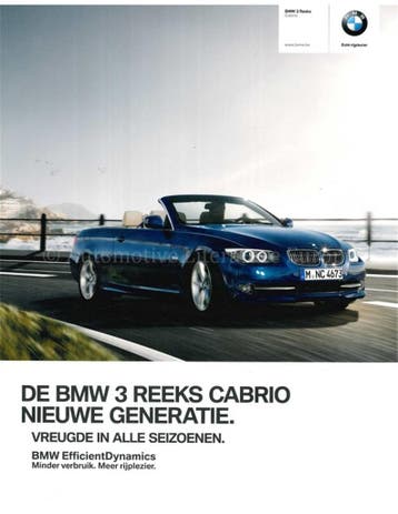 2011 BMW 3 SERIE CABRIOLET BROCHURE NEDERLANDS, Nieuw
