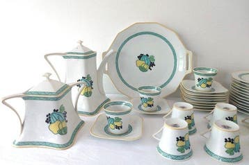 Limoges - A.Lanternier - Koffie- en theeservies (36) -, Antiek en Kunst