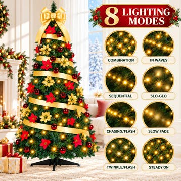 Kerstboom met verlichting - Kunstkerstboom - 180 cm - Met st, Verzenden, Nieuw