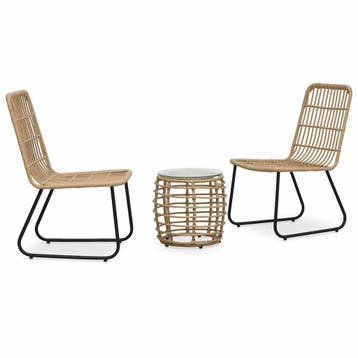 vidaXL 3-delige Bistroset poly rattan eikenkleurig, Verzenden, Nieuw