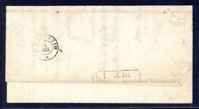 Pruisen 1861 - 142 naast Ra2 Sulzburg op een, Postzegels en Munten, Postzegels | Europa | Duitsland