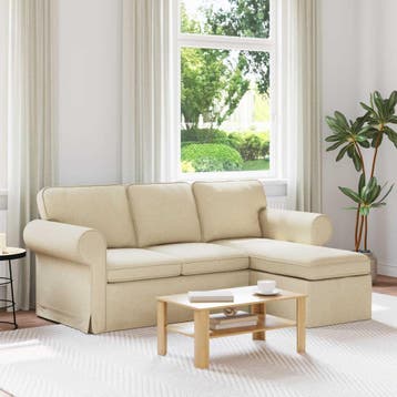 vidaXL bank / zetel Crème 195 x 138 x 80 cm Stof, Verzenden