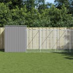 vidaXL Hondenhok met ren 214x661x181 cm staal lichtgrijs, Dieren en Toebehoren, Verzenden, Nieuw