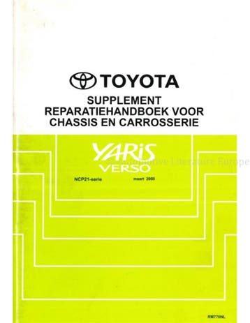 2000 TOYOTA YARIS VERSO CHASSIS EN CARROSSERIE SUPPLEMENT