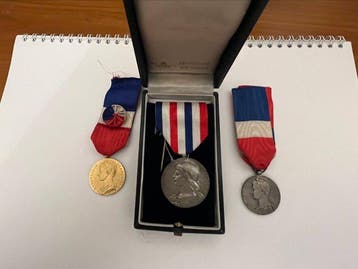 Frankrijk - Dienstmedaillon - Set van 3 zilveren