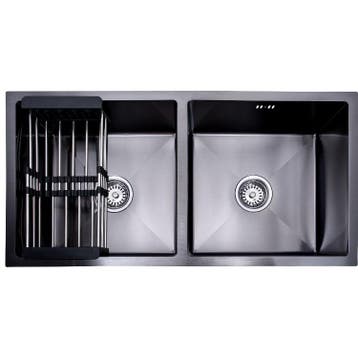 Lendo Online Évier Double Inox 87×44 Anthracite Égouttoir, Bricolage & Construction
