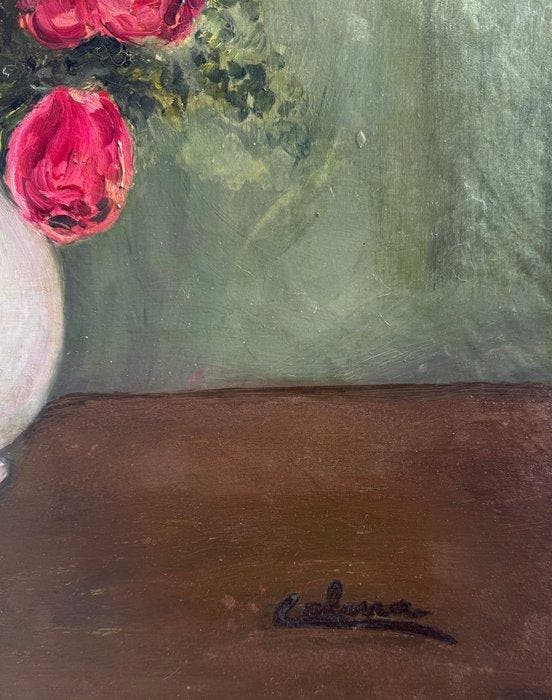 Ramon Calsina Baró (1901–1992) - Ramo de flores rosas en, Antiquités & Art, Art | Peinture | Classique