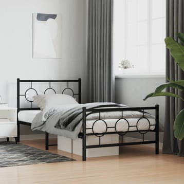 vidaXL Bedframe met hoofd- en voeteneinde metaal zwart, Verzenden, Nieuw