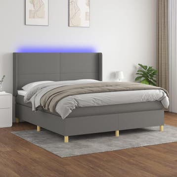 vidaXL Boxspring met matras en LED stof donkergrijs 160x200, Verzenden, Nieuw