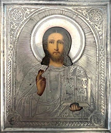 Icoon - Christus Pantokrator - .875 (84 Zolotniki) zilver -