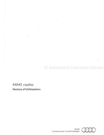 2012 AUDI MMI RADIO INSTRUCTIEBOEKJE FRANS, Ophalen of Verzenden
