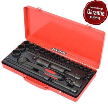 Metrische doppenset 1/2 inch  met ratel – 26 delig - zwart, Doe-het-zelf en Bouw, Ophalen of Verzenden, Nieuw