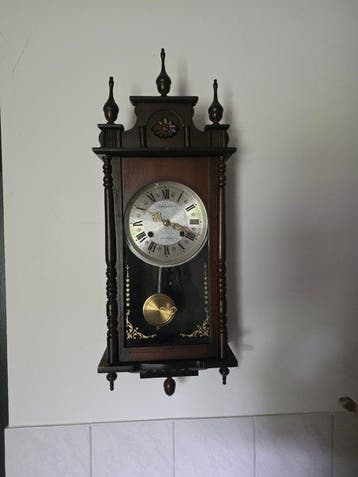 Regulateur wandklok - Concordia - hout, glas, messing,, Antiek en Kunst