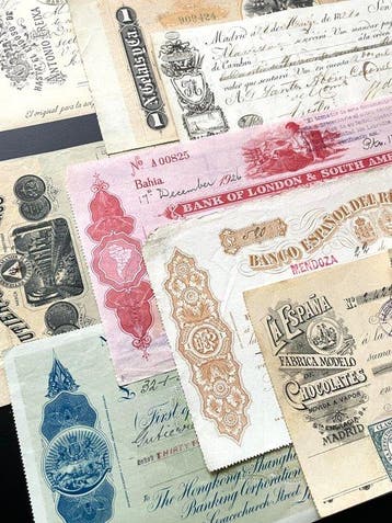 Año 1828/1941. 13 Letras de cambio Banca Internacional.
