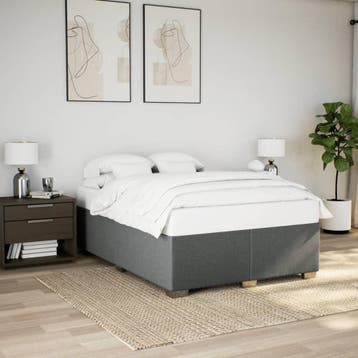 vidaXL Bedframe zonder matras stof donkergrijs 160x200 cm, Verzenden