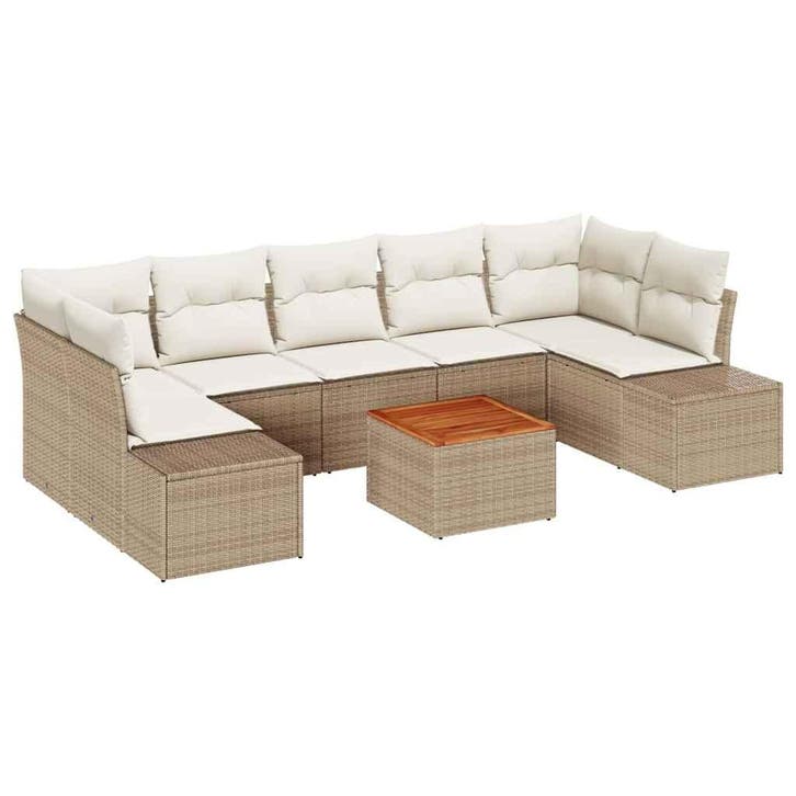 vidaXL Tuinbank Set met opslag 8 pcs Beige en Crème poly, Jardin & Terrasse, Ensembles de jardin, Envoi