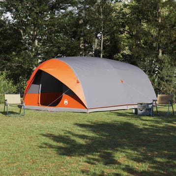 vidaXL Tunnel tent 10-persoons Grijs en Oranje taft, Verzenden