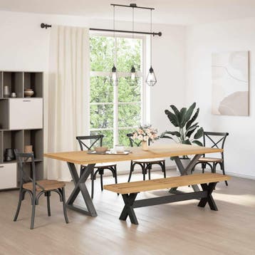 vidaXL Eetbank NOAIN X-vormige poten 180x40x45 cm massief, Huis en Inrichting, Stoelen, Verzenden, Nieuw