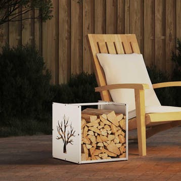 vidaXL Brandhoutrek 40x40x40 cm koudgewalst staal wit, Jardin & Terrasse, Verzenden