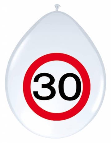 Ballonnen 30 Jaar Verkeersbord 30cm 8st, Hobby en Vrije tijd, Verzenden, Nieuw