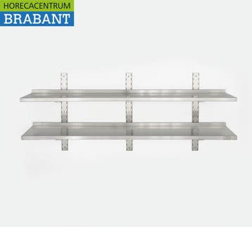 HCB RVS Dubbel wandschap schap 180 x 30 cm Horeca, Ophalen of Verzenden, Nieuw in verpakking