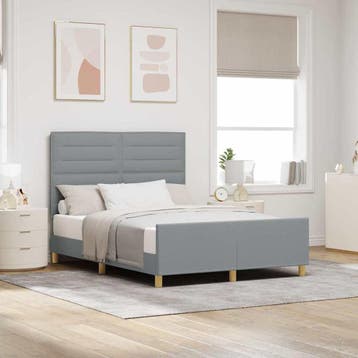 vidaXL Bedframe met hoofdeinde Lichtgrijs 140 x 190 cm Stof, Verzenden, Nieuw