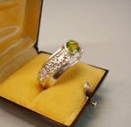 Zonder minimumprijs - Ring Zilver - 1.20ct. tw. Olivijn -, Nieuw