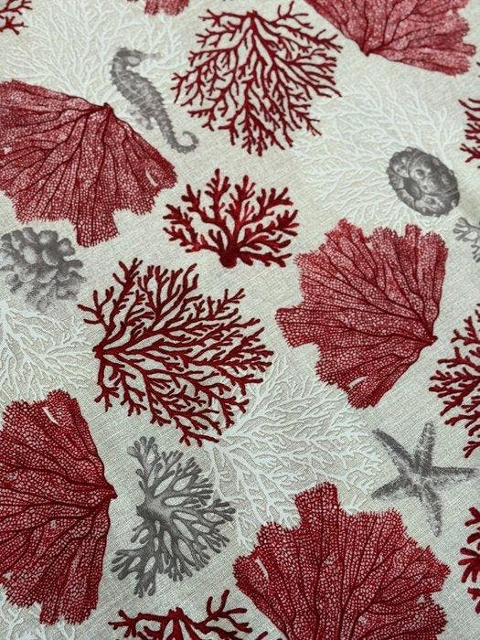 Tissu avec décor côtier, corail et hippocampe - Textile -, Antiquités & Art, Art | Objets design