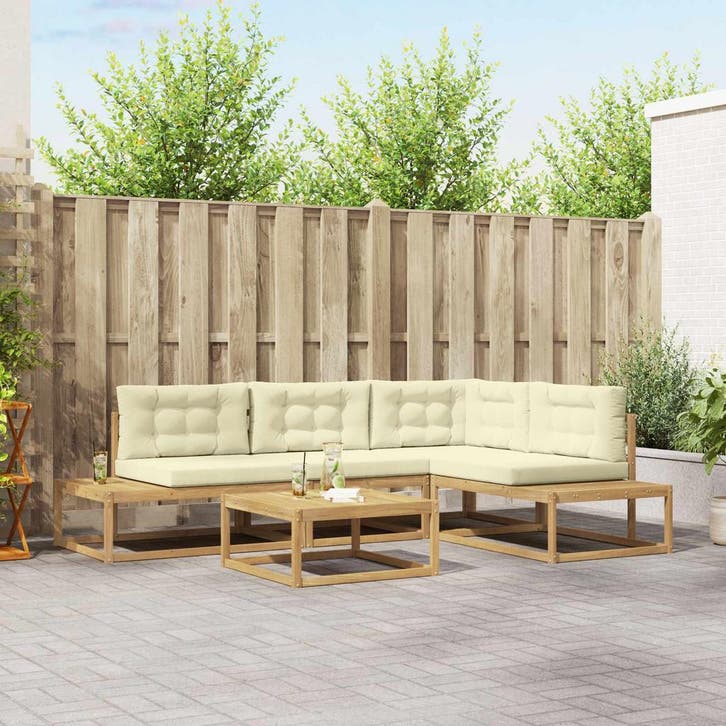 vidaXL Buiten bank set met kussen Wit 79 x 79 x 37 cm, Tuin en Terras, Tuinsets en Loungesets, Nieuw, Verzenden