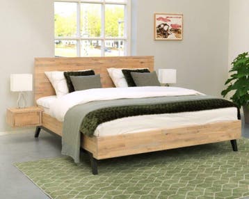 Oak & Steel Diamant Massief Houten Bed - 140 x 210, Nieuw