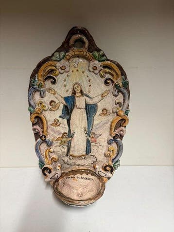 Bénitier - XXe siècle - Maria Assunta - 33 cm