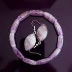 Amethistenset. Armband en oorbellen. Natuursteen zonder