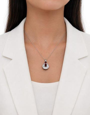 Bvlgari - Pendentif - 18 carats Or blanc - agate